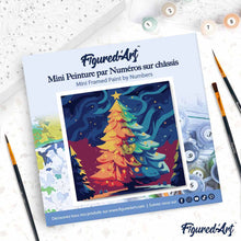 Charger l'image dans la galerie, Mini Peinture par Numéros 20x20cm avec cadre Sapin de Noël Coloré