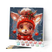 Charger l'image dans la galerie, Mini Peinture par Numéros 20x20cm avec cadre Renne Mignon Fantaisie