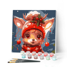 Charger l'image dans la galerie, Mini Peinture par Numéros 20x20cm avec cadre Renne Mignon Fantaisie