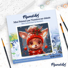 Charger l'image dans la galerie, Mini Peinture par Numéros 20x20cm avec cadre Renne Mignon Fantaisie