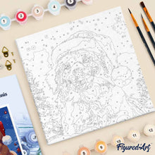 Charger l'image dans la galerie, Mini Peinture par Numéros 20x20cm avec cadre Chien Mignon à Noël