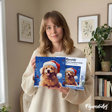 Charger l'image dans la galerie, Mini Peinture par Numéros 20x20cm avec cadre Chien Mignon à Noël
