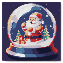 Charger l'image dans la galerie, Mini Peinture par Numéros 20x20cm avec cadre Boule à Neige et Père Noël