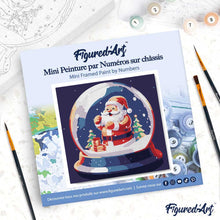 Charger l'image dans la galerie, Mini Peinture par Numéros 20x20cm avec cadre Boule à Neige et Père Noël