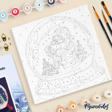 Charger l'image dans la galerie, Mini Peinture par Numéros 20x20cm avec cadre Boule à Neige et Père Noël