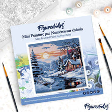 Charger l'image dans la galerie, Mini Peinture par Numéros 20x20cm avec cadre Jolie Chaumière sous la Neige