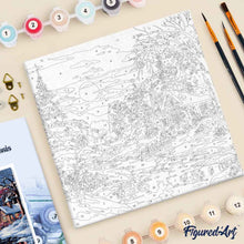 Charger l'image dans la galerie, Mini Peinture par Numéros 20x20cm avec cadre Jolie Chaumière sous la Neige