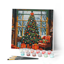 Charger l'image dans la galerie, Mini Peinture par Numéros 20x20cm avec cadre Sapin de Noël dans le Salon