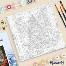 Charger l'image dans la galerie, Mini Peinture par Numéros 20x20cm avec cadre Sapin de Noël dans le Salon