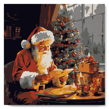 Charger l'image dans la galerie, Mini Peinture par Numéros 20x20cm avec cadre Père Noël en train de lire