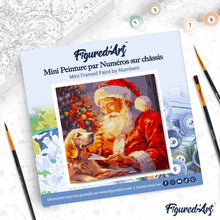 Charger l'image dans la galerie, Mini Peinture par Numéros 20x20cm avec cadre Père Noël et son Chien