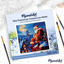 Charger l'image dans la galerie, Mini Peinture par Numéros 20x20cm avec cadre Père Noël sur les toits