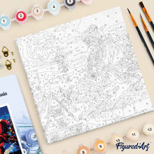 Charger l'image dans la galerie, Mini Peinture par Numéros 20x20cm avec cadre Père Noël sur les toits