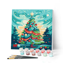 Charger l'image dans la galerie, Mini Peinture par Numéros 20x20cm avec cadre Sapin de Noël Abstrait