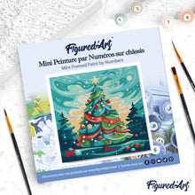 Charger l'image dans la galerie, Mini Peinture par Numéros 20x20cm avec cadre Sapin de Noël Abstrait