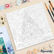 Charger l'image dans la galerie, Mini Peinture par Numéros 20x20cm avec cadre Sapin de Noël Abstrait