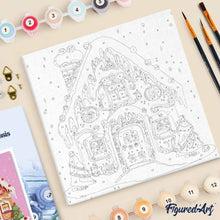 Charger l'image dans la galerie, Mini Peinture par Numéros 20x20cm avec cadre Maison en Pain d'Épice