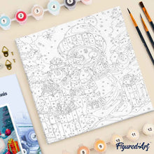 Charger l'image dans la galerie, Mini Peinture par Numéros 20x20cm avec cadre Bonhomme de Neige et Cadeaux dans la Neige