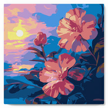 Charger l'image dans la galerie, Mini Peinture par Numéros 20x20cm avec cadre Hibiscus au coucher de soleil
