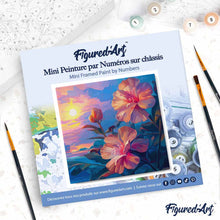 Charger l'image dans la galerie, Mini Peinture par Numéros 20x20cm avec cadre Hibiscus au coucher de soleil