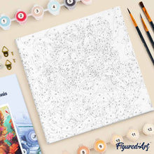 Charger l'image dans la galerie, Mini Peinture par Numéros 20x20cm avec cadre Lionceau fantaisie et fleurs