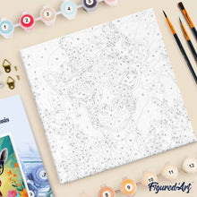 Charger l'image dans la galerie, Mini Peinture par Numéros 20x20cm avec cadre Girafe fantaisie et fleurs