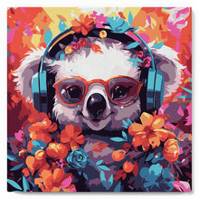 Charger l'image dans la galerie, Mini Peinture par Numéros 20x20cm avec cadre Koala fantaisie et fleurs