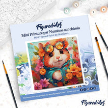Charger l'image dans la galerie, Mini Peinture par Numéros 20x20cm avec cadre Hamster fantaisie et fleurs