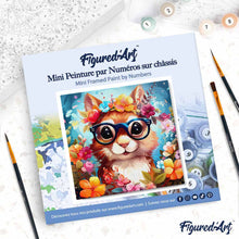 Charger l'image dans la galerie, Mini Peinture par Numéros 20x20cm avec cadre Écureuil fantaisie et fleurs