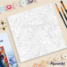 Charger l'image dans la galerie, Mini Peinture par Numéros 20x20cm avec cadre Perroquet fantaisie et fleurs