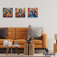 Charger l'image dans la galerie, Mini Peinture par Numéros 20x20cm avec cadre Oiseau en smoking fantaisie et fleurs