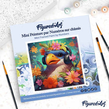 Charger l'image dans la galerie, Mini Peinture par Numéros 20x20cm avec cadre Oiseau fantaisie et des fleurs