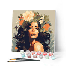 Charger l'image dans la galerie, Mini Peinture par Numéros 20x20cm avec cadre Reine de beauté florale