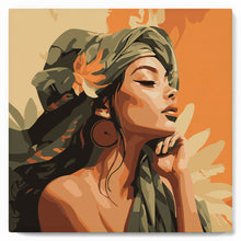 Charger l'image dans la galerie, Mini Peinture par Numéros 20x20cm avec cadre Femme au turban africain