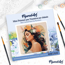 Charger l'image dans la galerie, Mini Peinture par Numéros 20x20cm avec cadre Femme au bandeau floral