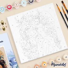Charger l'image dans la galerie, Mini Peinture par Numéros 20x20cm avec cadre Femme au bandeau floral