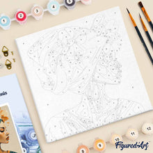 Charger l'image dans la galerie, Mini Peinture par Numéros 20x20cm avec cadre Femme au turban floral