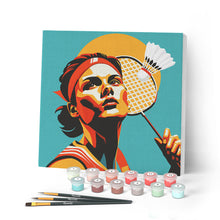 Charger l'image dans la galerie, Mini Peinture par Numéros 20x20cm avec cadre Affiche sportive Badminton