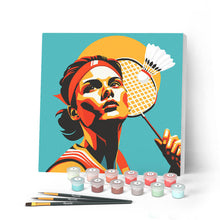 Charger l'image dans la galerie, Mini Peinture par Numéros 20x20cm avec cadre Affiche sportive Badminton