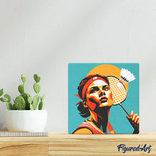 Charger l&#39;image dans la galerie, Mini Peinture par Numéros 20x20cm avec cadre Affiche sportive Badminton