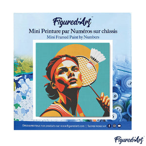 Mini Peinture par Numéros 20x20cm avec cadre Affiche sportive Badminton