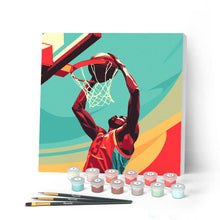 Charger l'image dans la galerie, Mini Peinture par Numéros 20x20cm avec cadre Affiche sportive Basket