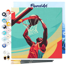 Charger l'image dans la galerie, Mini Peinture par Numéros 20x20cm avec cadre Affiche sportive Basket