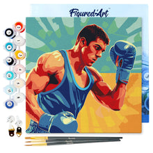 Charger l&#39;image dans la galerie, Mini Peinture par Numéros 20x20cm avec cadre Affiche sportive Boxe