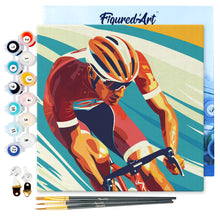 Charger l&#39;image dans la galerie, Mini Peinture par Numéros 20x20cm avec cadre Affiche sportive Cyclisme