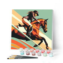 Charger l'image dans la galerie, Mini Peinture par Numéros 20x20cm avec cadre Affiche sportive Equitation