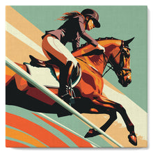 Charger l&#39;image dans la galerie, Mini Peinture par Numéros 20x20cm avec cadre Affiche sportive Equitation