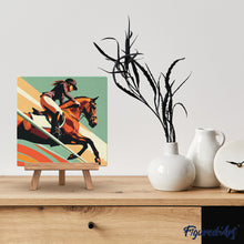 Charger l&#39;image dans la galerie, Mini Peinture par Numéros 20x20cm avec cadre Affiche sportive Equitation