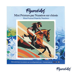 Mini Peinture par Numéros 20x20cm avec cadre Affiche sportive Equitation