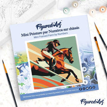Charger l'image dans la galerie, Mini Peinture par Numéros 20x20cm avec cadre Affiche sportive Equitation